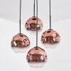 Ripoll globe light, Cluster pendant lamp clear, coppery, 4-light sources