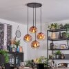 Ripoll globe light, Cluster pendant lamp clear, coppery, 4-light sources