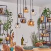 Koyoto hanging light, globe light, pendant light Amber, chrome, clear, Smoke-coloured, 6-light sources