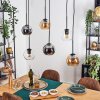 Koyoto hanging light, globe light, pendant light Amber, chrome, clear, Smoke-coloured, 6-light sources