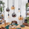 Koyoto hanging light, globe light, pendant light Amber, chrome, clear, Smoke-coloured, 6-light sources