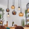 Koyoto hanging light, globe light, pendant light Amber, chrome, clear, Smoke-coloured, 6-light sources