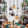 Koyoto hanging light, globe light, pendant light Amber, chrome, clear, Smoke-coloured, 6-light sources