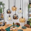 Koyoto hanging light, globe light, pendant light Amber, chrome, clear, Smoke-coloured, 6-light sources