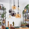 Koyoto hanging light, globe light, pendant light Amber, chrome, clear, Smoke-coloured, 6-light sources