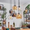 Koyoto hanging light, globe light, pendant light Amber, chrome, clear, Smoke-coloured, 6-light sources