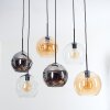 Koyoto hanging light, globe light, pendant light Amber, chrome, clear, Smoke-coloured, 6-light sources