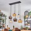 Koyoto hanging light, globe light, pendant light Amber, chrome, clear, Smoke-coloured, 6-light sources