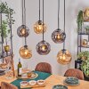 Ripoll hanging light, globe light, pendant light Amber, Smoke-coloured, 6-light sources
