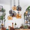 Ripoll hanging light, globe light, pendant light Amber, Smoke-coloured, 6-light sources