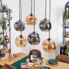 Ripoll hanging light, globe light, pendant light Amber, Smoke-coloured, 6-light sources