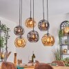Ripoll hanging light, globe light, pendant light Amber, Smoke-coloured, 6-light sources
