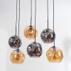 Ripoll hanging light, globe light, pendant light Amber, Smoke-coloured, 6-light sources