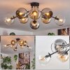 Koyoto ceiling light, globe light 85 cm Amber, chrome, clear, Smoke-coloured, 8-light sources
