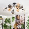 Koyoto ceiling light, globe light 85 cm Amber, chrome, clear, Smoke-coloured, 8-light sources