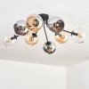 Koyoto ceiling light, globe light 85 cm Amber, chrome, clear, Smoke-coloured, 8-light sources