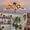 Koyoto ceiling light, globe light 85 cm Amber, clear, Smoke-coloured, 8-light sources