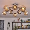 Koyoto ceiling light, globe light 81 cm Amber, chrome, Smoke-coloured, 10-light sources