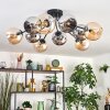 Koyoto ceiling light, globe light 81 cm Amber, chrome, Smoke-coloured, 10-light sources