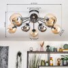 Koyoto ceiling light, globe light 81 cm Amber, chrome, Smoke-coloured, 10-light sources