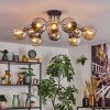 Koyoto ceiling light, globe light 81 cm Amber, chrome, Smoke-coloured, 10-light sources