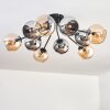 Koyoto ceiling light, globe light 81 cm Amber, chrome, Smoke-coloured, 10-light sources