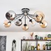 Koyoto ceiling light, globe light 81 cm Amber, chrome, clear, Smoke-coloured, 10-light sources