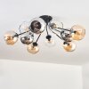 Koyoto ceiling light, globe light 81 cm Amber, chrome, clear, Smoke-coloured, 10-light sources