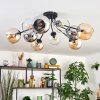 Koyoto ceiling light, globe light 81 cm Amber, chrome, clear, Smoke-coloured, 10-light sources