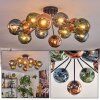 Ripoll ceiling light, globe light blue, green, coppery, 12-light sources