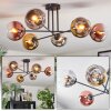 Koyoto ceiling light, globe light 72 cm chrome, gold, clear, coppery, Smoke-coloured, 6-light sources