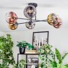 Koyoto ceiling light, globe light 72 cm chrome, gold, clear, coppery, Smoke-coloured, 6-light sources