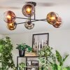 Koyoto ceiling light, globe light 72 cm chrome, gold, clear, coppery, Smoke-coloured, 6-light sources