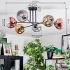 Koyoto ceiling light, globe light 72 cm gold, clear, coppery, Smoke-coloured, 6-light sources