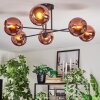 Koyoto ceiling light, globe light 72 cm coppery, 6-light sources