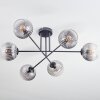 Koyoto ceiling light, globe light 78 cm clear, Smoke-coloured, 6-light sources