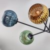 Koyoto ceiling light, globe light 78 cm blue, gold, green, 6-light sources
