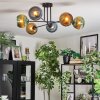 Koyoto ceiling light, globe light 78 cm blue, gold, green, 6-light sources