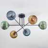 Koyoto ceiling light, globe light 78 cm blue, gold, green, 6-light sources