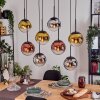 Gastor hanging light, globe light, pendant light chrome, gold, clear, coppery, Smoke-coloured, 8-light sources