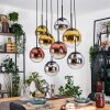 Gastor hanging light, globe light, pendant light chrome, gold, clear, coppery, Smoke-coloured, 8-light sources