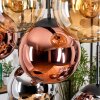 Gastor hanging light, globe light, pendant light Amber, chrome, coppery, Smoke-coloured, 8-light sources