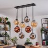 Gastor hanging light, globe light, pendant light Amber, chrome, coppery, Smoke-coloured, 8-light sources