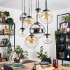 Gastor hanging light, globe light, pendant light Amber, chrome, clear, Smoke-coloured, 8-light sources