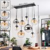 Gastor hanging light, globe light, pendant light Amber, chrome, clear, Smoke-coloured, 8-light sources