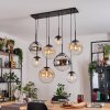 Gastor hanging light, globe light, pendant light Amber, chrome, clear, Smoke-coloured, 8-light sources