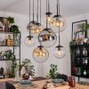 Gastor hanging light, globe light, pendant light Amber, clear, Smoke-coloured, 8-light sources