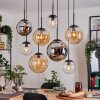 Gastor hanging light, globe light, pendant light Amber, chrome, clear, Smoke-coloured, 8-light sources