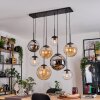 Gastor hanging light, globe light, pendant light Amber, chrome, clear, Smoke-coloured, 8-light sources