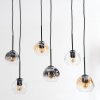 Ripoll hanging light, globe light, pendant light Amber, clear, Smoke-coloured, 6-light sources